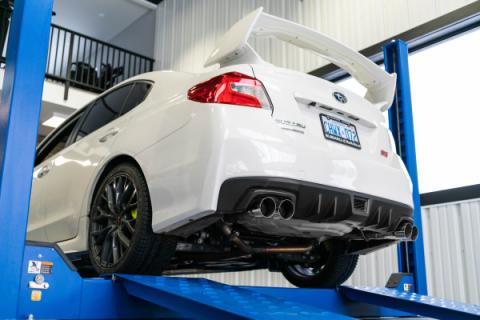 Subaru 2.5 Inch Axle Back Dual Split Rear-Quad Carbon Fiber Tips For 11-21 Subaru Impreza WRX Armor Pro MBRP