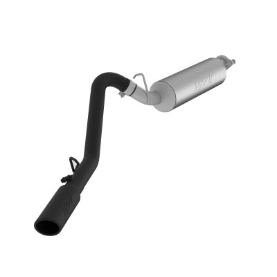 Cat Back Exhaust System Single Side Black Aluminized Steel For 00-06 Jeep Wrangler TJ Inline-4 2.5L, Inline-6 4.0L MBRP