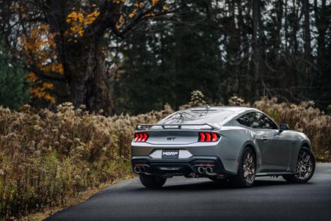 24-Up Ford Mustang GT 5.0L Armor Pro T304 Stainless Steel 3 Inch Cat-Back Dual Split Rear with Quad Carbon Fiber Tips Street Profile MBRP