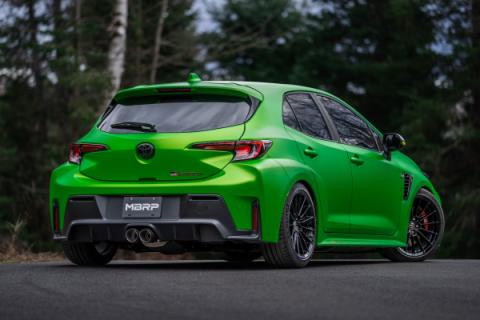 2023-Up Toyota Corolla GR 1.6L Armor Pro T304 Stainless Steel 3 Inch Cat-Back Dual Center Rear Exit with Burnt End Tips MBRP