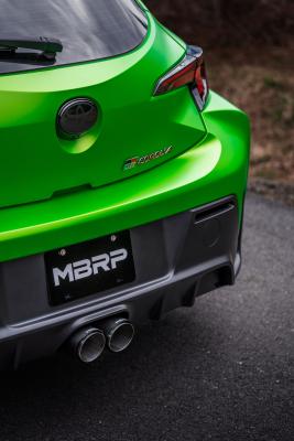 2023-Up Toyota Corolla GR 1.6L Armor Pro T304 Stainless Steel 3 Inch Cat-Back Dual Center Rear Exit with Carbon Fiber Tips MBRP