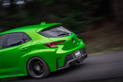 2023-Up Toyota Corolla GR 1.6L Armor Pro T304 Stainless Steel 3 Inch Cat-Back Dual Center Rear Exit with Carbon Fiber Tips MBRP