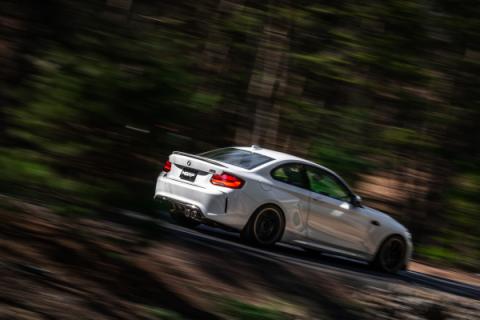 2019-2021 BMW M2 Competition 3.0L Armor Pro T304 Stainless Steel 3 Inch Resonator-Back Dual Rear Quad Outlet with Carbon Fiber Tips Active Profile MBRP