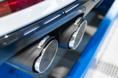 T304 Stainless Steel 2.5 Inch Resonator Back Dual Rear Quad Carbon Fiber Tips 18-Up Audi S5 Coupe/S4 Sedan MBRP