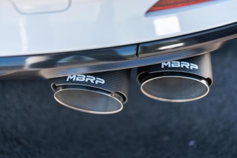 T304 Stainless Steel 2.5 Inch Resonator Back Dual Rear Quad Carbon Fiber Tips 18-Up Audi S5 Coupe/S4 Sedan MBRP