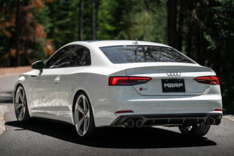 T304 Stainless Steel 2.5 Inch Resonator Back Dual Rear Quad Carbon Fiber Tips 18-Up Audi S5 Coupe/S4 Sedan MBRP