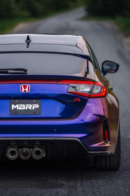 23-Up Honda Civic Type R 2.0L 3 Inch Cat-Back Exhaust System Armor Pro T304 Stainless Steel Triple Center Outlet with Carbon Fiber Tips Active Exhaust MBRP