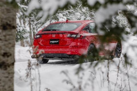 2022-Up Honda Civic Sport Touring 1.5L Turbo Hatchback Armor Lite 3 Inch Cat-Back 2.5 Inch Dual Split Rear with Quad Carbon Fiber Tips MBRP