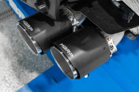 2020-2025 Chevrolet Corvette C8 6.2L Armor Pro T304 Stainless Steel 3 Inch Cat-Back Quad Split Rear with Carbon Fiber Tips Valve Delete MBRP