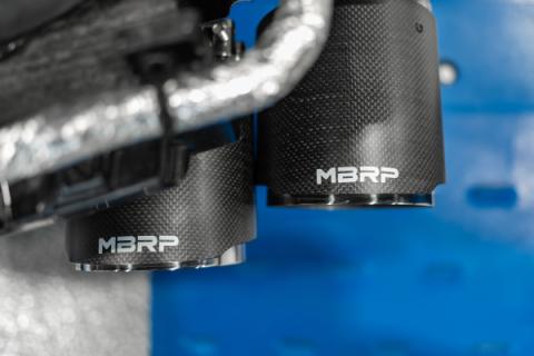 2020-2025 Chevrolet Corvette C8 6.2L Armor Pro T304 Stainless Steel 3 Inch Cat-Back Quad Split Rear with Carbon Fiber Tips Valve Delete MBRP