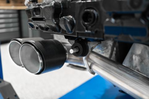 2020-2025 Chevrolet Corvette C8 6.2L Armor Pro T304 Stainless Steel 3 Inch Cat-Back Quad Split Rear with Carbon Fiber Tips Valve Delete MBRP