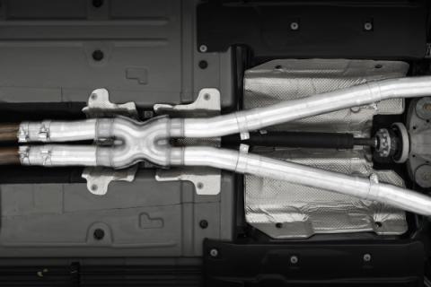 15-23 Dodge Challenger T304 Stainless Steel 3 Inch Dual Cat Back Quad Tips with Carbon Fiber Tips (Race Version) Exhaust System MBRP