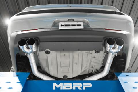 2015-2016 Dodge Challenger T304 Stainless Steel 3 Inch Dual Rear Cat-Back Quad Tips (Street Version) Exhaust System MBRP