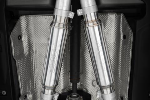 2015-2016 Dodge Challenger Aluminized Steel 3 Inch Dual Rear Cat-Back Quad Tips (Street Version) Exhaust System MBRP