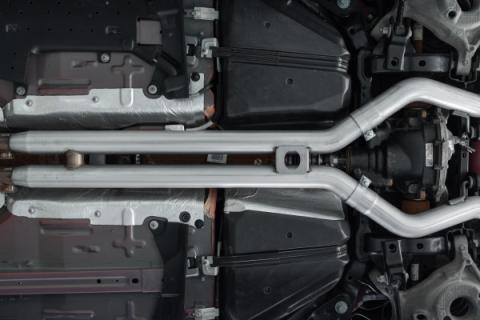 18-23 Ford Mustang GT 5.0L T304 Stainless Steel 3 Inch Cat-Back Dual Rear with Quad Carbon Fiber Tips Street Version MBRP