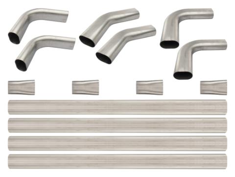 3 Inch Oval Exhaust Builders Kit 304 Stainless Steel Low-Profile Ground Clearance Pypes Performance Exhaust