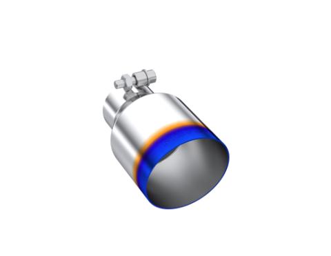 T304 Stainless Steel Burnt End Tip Pro Series 2.5 Inch ID 4 Inch OD Single Wall Angle Cut 6.5 Inch Length MBRP