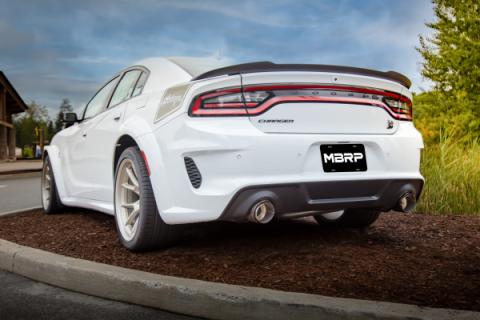 2015-Up Dodge Durango/Charger T304 Stainless Steel with Carbon Fiber Tips, 5 Inch OD Out, Angle Cut, Sold In Pairs MBRP