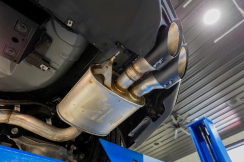 Black-Coated 4 Inch Quad Tip Cover Kit for 2015-2024 Ford Mustangs with Quad Tips MBRP