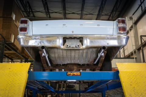 1966-71 Ford Fairlane 2.5 Inch X-Pipe Crossmember Back Rear Exit Exhaust Violator Mufflers Pypes Performance Exhaust