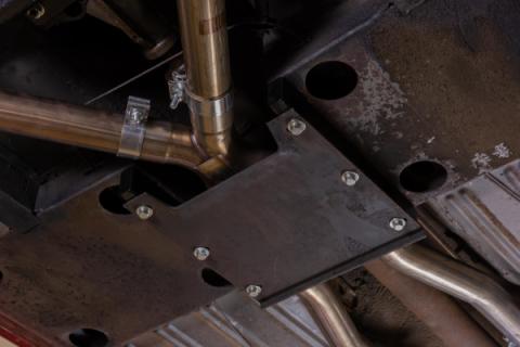 Crossmember Back w/X-Pipe Exhaust System 65-70 Convertible Mustang Split Rear Dual Exit 2.5 in Intermediate And Tail Pipe Turbo Pro Muffler Incl Hardware Incl Tip Not Incl Pypes Exhaust