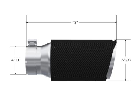 Universal Carbon Fiber 4-Inch Inlet 6-Inch OD 12-Inch Length Dual Wall Angle Cut MBRP