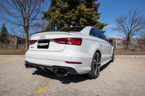 2017-2020 Audi RS3 2.5T T304 Stainless Steel 3 Inch Cat-Back Dual Split Rear with Oval Black Chrome Tips, Armor Pro MBRP