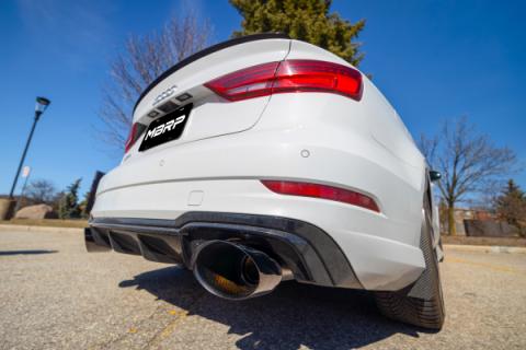 2017-2020 Audi RS3 2.5T T304 Stainless Steel 3 Inch Cat-Back Dual Split Rear with Oval Black Chrome Tips, Armor Pro MBRP