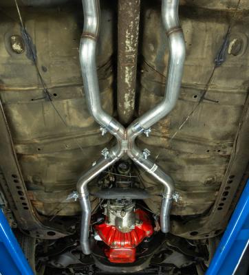 68-72 Chevelle High Tuck 2.5 Inch Crossmember Back W/X-Pipe and Race Pro Mufflers System Pypes Performance Exhaust