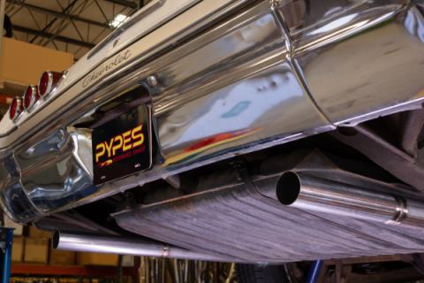 1965-70 Chevy Impala  X-Pipe Crossmember Back Exhaust 409 SS Rear Exit Turbo Pro Mufflers Pypes Performance Exhaust