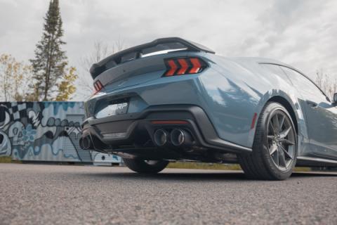 2024-Up Ford Mustang Dark Horse 5.0L Armor Pro 3-Inch Cat-Back Quad Split Rear with CF Tips Active MBRP