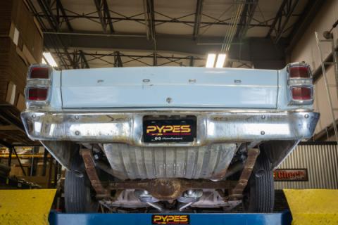 1966-71 Ford Fairlane 2.5 Inch H-Pipe Crossmember Back Quarter Panel Exit Exhaust No Mufflers Pypes Performance Exhaust