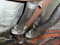 Mid Pipe Exhaust Pipe 2.5 in LH 15 3/4 in RH 17 3/4 in Flanges Incl Natural 409 Stainless Steel Pypes Exhaust