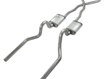 Crossmember Back w/X-Pipe Exhaust System 67-70 Cougar Split Rear Dual Exit 2.5 in Intermediate And Tail Pipe Muffler Not Incl Hardware Incl Tip Not Incl Pypes Exhaust