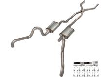 1966-71 Ford Fairlane 2.5 Inch H-Pipe Crossmember Back Quarter Panel Exit Exhaust Street Pro Mufflers Pypes Performance Exhaust