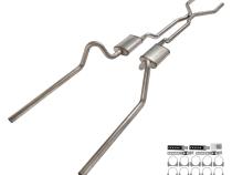 1966-71 Ford Fairlane 2.5 Inch H-Pipe Crossmember Back Rear Exit Exhaust No Mufflers Pypes Performance Exhaust