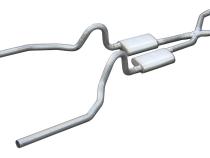 Crossmember Back w/X-Pipe Exhaust System 65-70 Mustang Split Rear Dual Exit 2.5 in Intermediate And Tail Pipe Street Pro Mufflers/Hardware Incl Tip Not Incl Pypes Exhaust