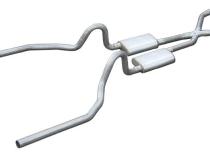 Crossmember Back w/X-Pipe Exhaust System 71-73 Mustang Split Rear Dual Exit 2.5 in Intermediate And Tail Pipe Turbo pro Muffler/Hardware Incl Tip Not Incl Pypes Exhaust