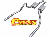 Cat Back Exhaust System 79-97 Mustang LX/GT Split Rear Dual Exit 2.5 in Intermediate And Tail Pipe Hardware/Mufflers/3 in Polished Tips Incl Natural Finish 409 Stainless Steel Pypes Exhaust