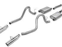 Cat Back Exhaust System 99-04 Mustang GT Split Rear Dual Exit 2.5 in Intermediate And Tail Pipe Hardware/Violator Muffler/3.5 in Polished Tips Incl Natural Finish 409 Stainless Steel Pypes Exhaust