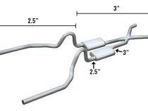 Mustang Crossmember Back Hybrid 3-2.5 Inch W/ X Pipe 65-70 Mustang Pypes Exhaust