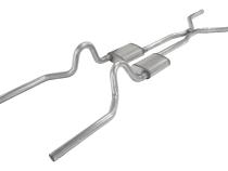 Crossmember Back w/H-Pipe Exhaust System 71-73 Mustang Split Rear Dual Exit 2.5 in Intermediate And Tail Pipe Race Pro Muffler/Hardware Incl Tip Not Incl Pypes Exhaust