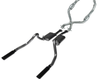 Cat Back Exhaust System 98-04 Mustang V6 Split Rear Dual Exit 2.5 in Intermediate Pipe And Tailpipe Street Pro Muffler/Hardware/3 in Black Tips Incl Natural 409 Stainless Steel Pypes Exhaust