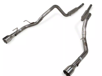 Cat Back Mid Muffler Exhaust System 05-10 Mustang GT Split Rear Dual Exit 2.5 in Intermediate And Tail Pipe M80 Mufflers/Hardware/4 in Polished Tips Incl Natural Finish 409 Stainless Steel Pypes Exhaust