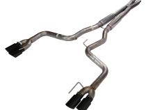 Cat Back Exhaust System 18-Pres Mustang GT Split Rear Quad Exit 3 in Quad 304 Stainless Steel Black Coated Tips Incl Hardware/Mid Muffler/X Pipe 409 Stainless Steel Natural Finish Pypes Exhaust