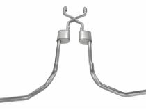 Crossmember Back w/X-Pipe Exhaust System 75-76 Ford Truck Split Rear Dual Exit 2.5 in Intermediate And Tail Pipe Hardware Incl Muffler And Tip Not Incl Catalytic Converter Incl Pypes Exhaust