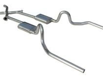 Crossmember Back w/Xchange Exhaust System 64-72 A-Body Split Rear Dual Exit 2.5 intermediate And Tail Pipe Hardware Incl Muffler And Tip Not Incl 409 Stainless Steel Pypes Exhaust