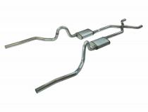 1970-1971 GTO Valance Exit 2.5 Inch Crossmember Back Exhaust System With X-Pipe 409 Stainless With No Mufflers Pypes Performance Exhaust