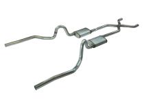 Crossmember Back w/X-Pipe Exhaust System 70-71 GTO/68-72 442 Dual Split Rear Valance Exit 2.5 in Intermediate And Tail Pipe Street Pro Mufflers And Hardware Incl Tip Not Incl Pypes Exhaust