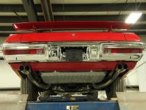 1970-1971 GTO Valance Exit 2.5 Inch Crossmember Back Exhaust System With X-Pipe 409 Stainless With Violator Mufflers Pypes Performance Exhaust